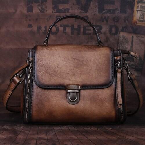 Female Baotou Layer Cowhide Personality Retro Womens Bags Handmade New Brand Luxury Personality Chic Shoulder Bags
