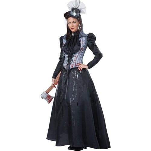 S-XL Black Halloween Vampire Costumes For Woman Female killer Cosplays Purim Carnival Christmas Masquerade Role play Party dress