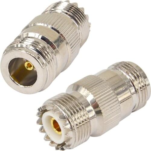 10 Pieces N to UHF Connector Adapter N Female to UHF Female Straight Nickelplated Connector