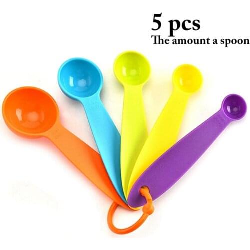 5PCS Plastic Measuring Spoon Multicolor Scale Coffee Milk Powder Spoon Baking Measurement Tools Practical cocina Gadgets