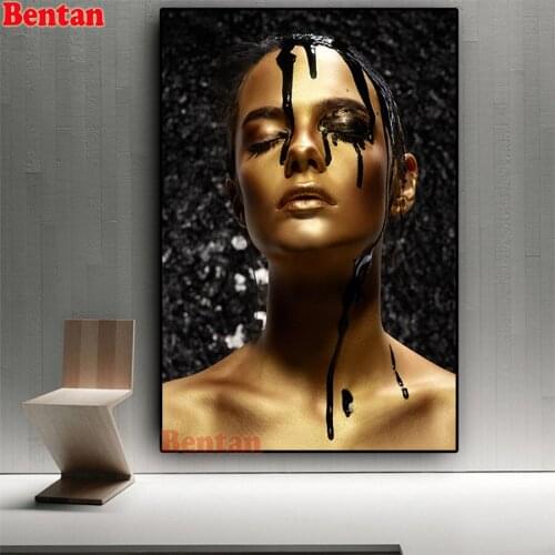 5D DIY Diamond Painting Cross Stitch Nordic black gold nude African art sexy woman pattern Diamond embroidery Mosaic decor gift