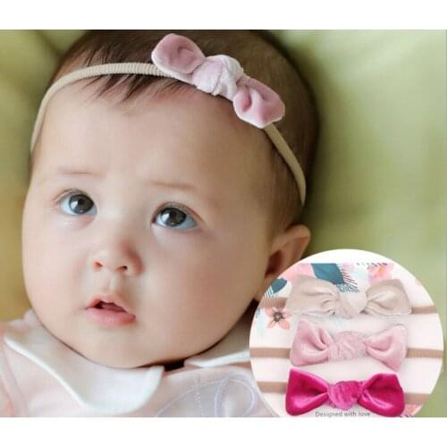 60pcs/lot Top Knotted Headband Girls Bowknot Headband With Nylon Elastic Headband Children Hair Bow Headbands MengNa