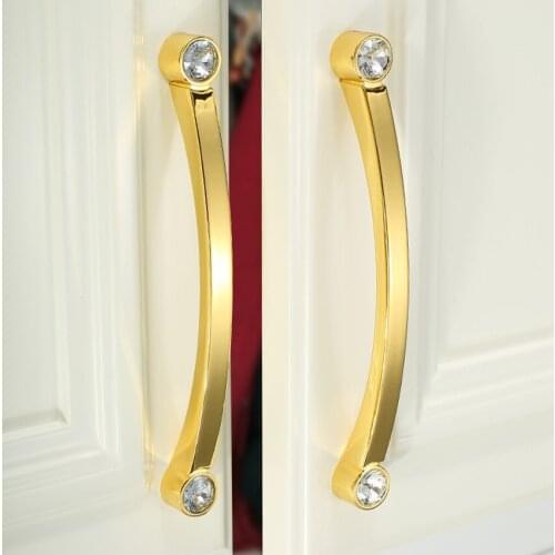 96 128 160 192mm modern fashion Transparent glass crystal kitchen cabinet wardrobe door handle chrome gold cupboard dresser pull