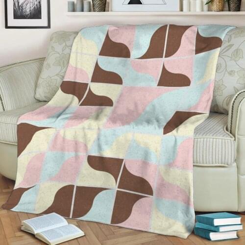 Abstract Geometric Pattern 3D Printed Velvet Plush Throw Fleece Blanket Bedspread Sherpa Blanket Home Decora