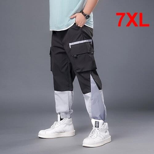 Cargo Pants Men Joggers Sweatpants Patchwork Color Block Trousers Plus Size 7XL Casual Streetwear Male Pant Elastic Waist HA123