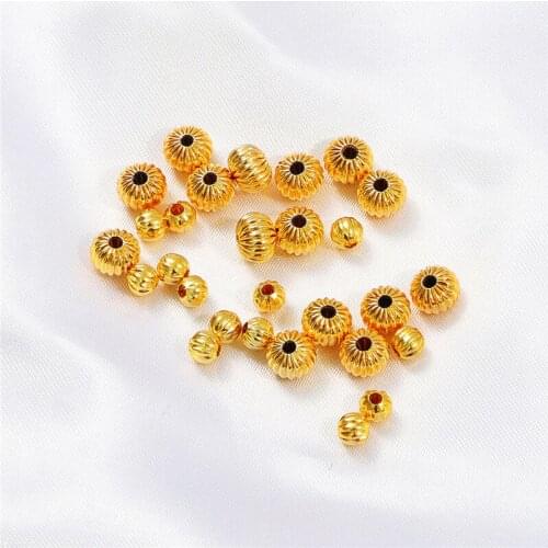 18K Gilded Lantern Bead Watermelon Beads Pumpkin Pattern Beads DIY Handmade Scattered Beads String Jewelry Chain Spacer Beads