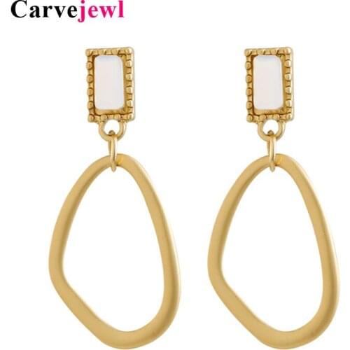 Carvejewl Fashionable geometric metallic clip Earrings without piercing for women jewelry Exquisite rectangle irregular earrings