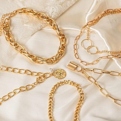 New Fashion Gold Color Punk Vintage Necklaces Thick Chain Statement Hip Hop Collar Necklaces For Women Trend Party Jewelry Gift