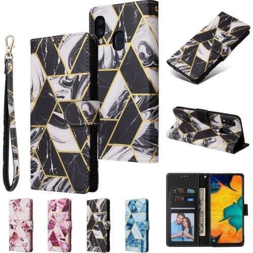 Case For Samsung Galaxy A42 A12 A32 A01 Core A11 A21 A21S A31 A41 A51 A71 5G Cover Marble PU leather Flip Stand wallet Cover