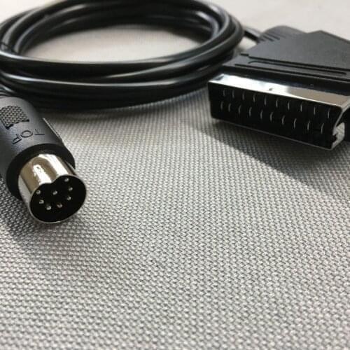 Black 1.8M/6FT EU version V-pin Scart RGB AV Cables For Sega Megadrive Pal Version
