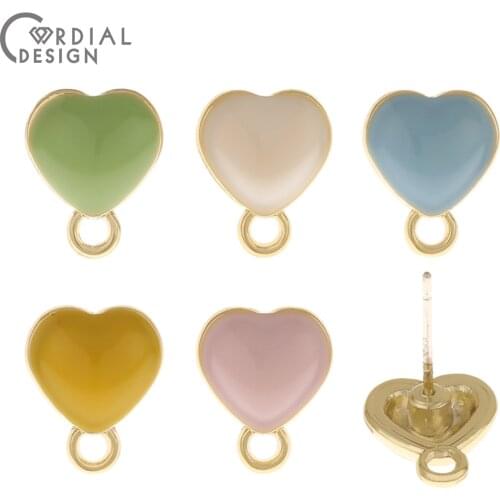 Cordial Design 100Pcs 10*12MM Jewelry Accessories/Earrings Stud/Heart Shape/Paint Effect/DIY/Jewelry Findings & Components