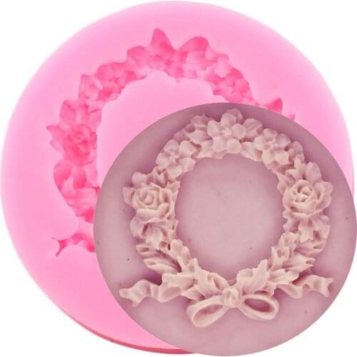 Flower Wreath Border Silicone Mold Frame Chocolate Molds Cupcake Topper Fondant Cake Decorating Tools Candy Clay Resin Moulds