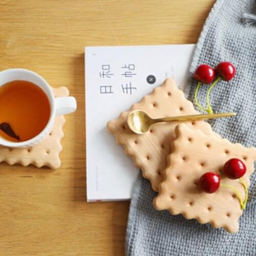 Biscuit Tableware Coaster Solid Color Creative Shape Japanese Style Wooden Household Insulated Dining Room Desktop Decorations