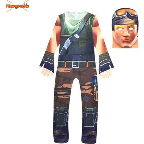 Game Skin Costumes Kids Halloween Costume for Kids Jumpsuit Children Halloween Clothes Skull Trooper Costumes Cosplay Anime