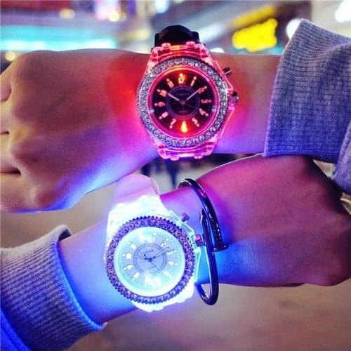 Hot Style Luminous Fashion Colorful Flash Childrens Watches The Led Silicone Kids Watches