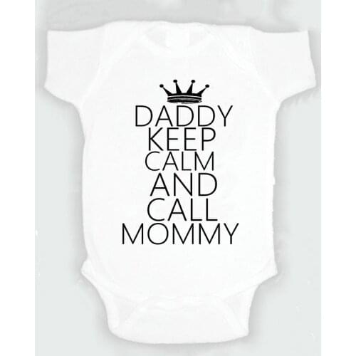 Infant Newborn Baby Girl Boy Short Sleeve Baby Letter Daddy Keep Calm And Call Mommy Print Romper Jumpsuit Outfit Clothes Summer
