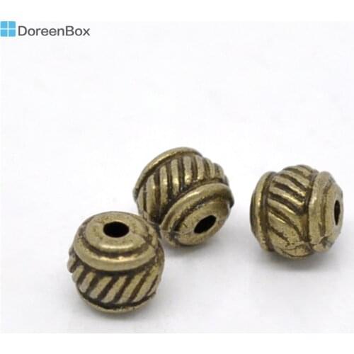 Doreen Box hot- 100 Bronze Tone Striped Spacer Beads 6x5mm (B13723)