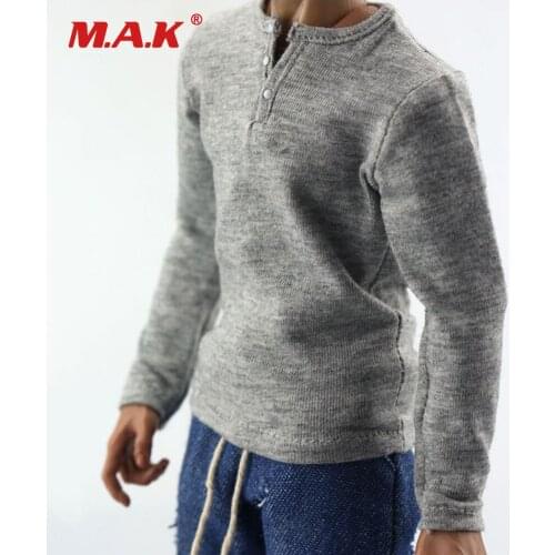1:6 Grey Color Mens Long Sleeve Shirt Coat Fit 12" Male Action Figure Body Model Accessories