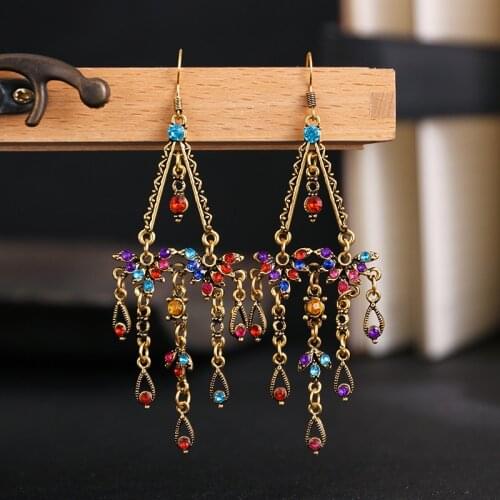 Ethnic Womens Tassel Alloy Indian Jewelry Gypsy Vintage Ethnic Bollywood Boho Beaded Tribe Jhumka Drop Earrings 2020