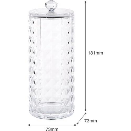 Cotton Storage Box Makeup Organizer Transparent Diamond Pattern Acrylic Bathroom Cotton Pad Holder Dustproof
