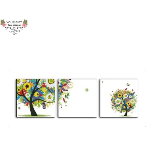 Joy Sunday H240 Free Shipping 14CT 11CT Stamped and Counted Home Decoration Happy Watching Tree Triple Embroidery Cross Stitch