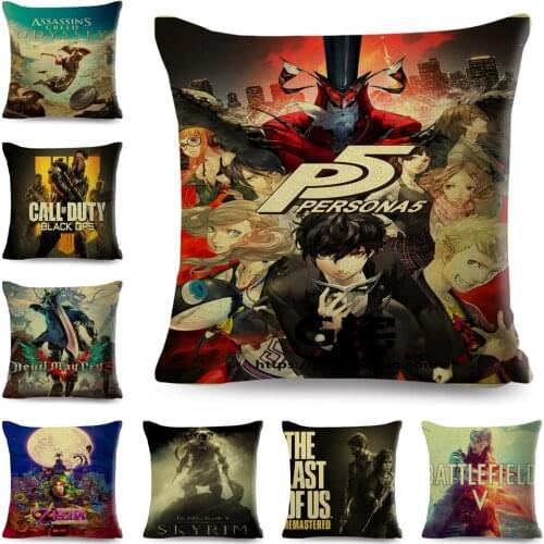 Classic Game Cushion Cover for Sofa Home Children Room Decor ​Vinatge Cartoon Anime Pillowcase Polyester Pillow Case 45x45cm