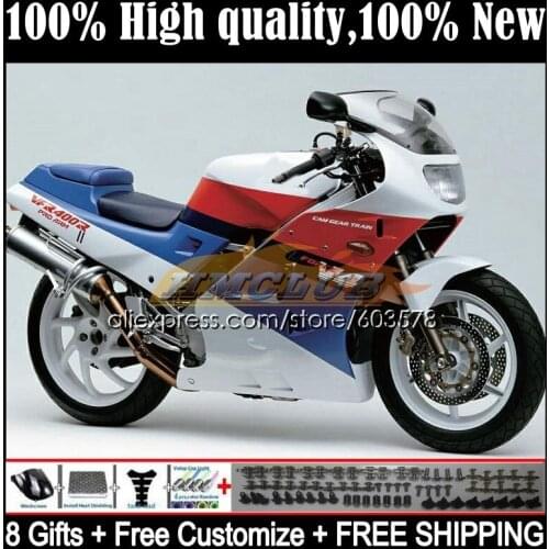 Body For HONDA VFR400 R V4 VFR400R 1989 1990 1991 1992 1993 35CL.33 RVF VFR 400 R RR CC NC30 89 90 91 92 93 Fairing repsol white