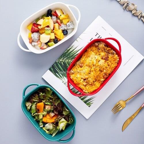 Creative Ceramic Cutlery Two-ear Baking Dish 10.5-inch Cheese Grater Western Steak Dish Household Baking Baking Bowl