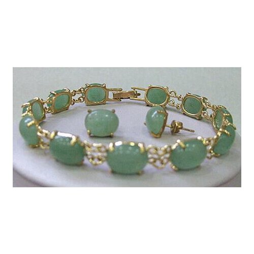 Fashion jewelry Natural Green Aventurine bracelet earrings set AAA