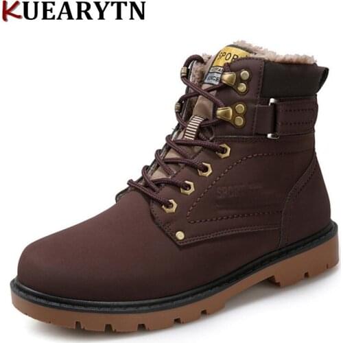 2020 new Warm Winter Ankle Boots Men Casual Shoes Lace-Up Autumn Leather Waterproof Work Tooling Mens Boots Military Army Botas