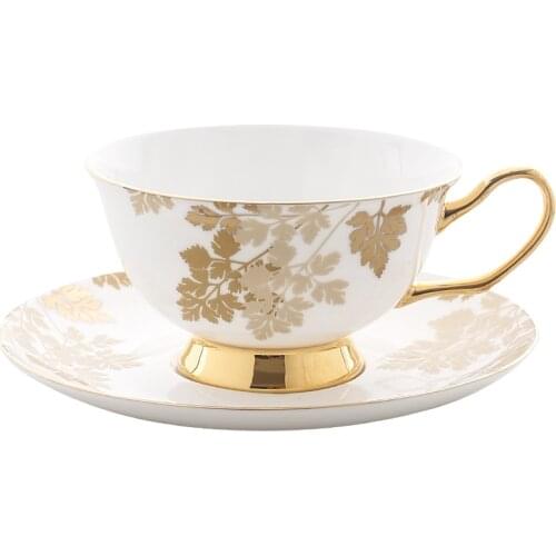 Gold Rim Bone China Ceramics Tea Coffee Cup Set Ethiopian Luxury European White Porcelain Tazas De Cafe Dinnerware Sets E5BD