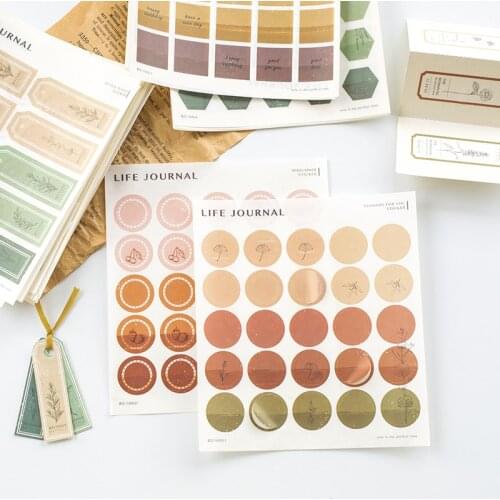 Japanese Vintage Basic Dot Label Stickers Planner Stickers Journaling Stationery Weekly Dairy Schedule Index Mark 9 Sheets/set