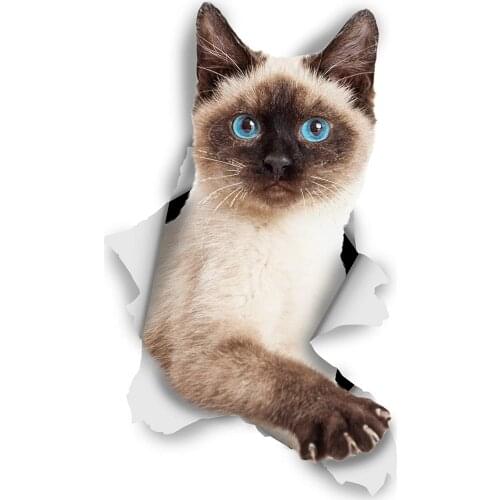 Dawasaru Breakout Siamese Cat Lovely Car Sticker Waterproof Decal Laptop Suitcase Truck Motorcycle Accessories PVC,12cm*5cm