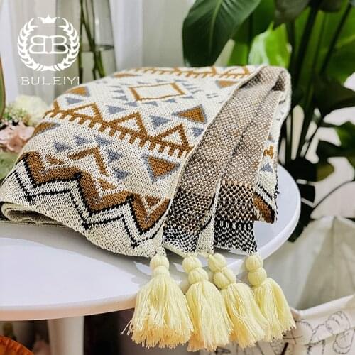 Nordic Vintage Acrylic Knitted Shawl Blanket Bohemian Office Air Conditioning Nap Blanket Sofa Cover Tailstock Cover Blanket