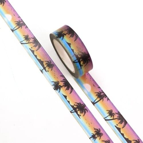 NEW 10pcs/Lot Decorative Cute Coconut tree Seaside Sunset Washi Tapes DIY Planner Stickers Adhesive Masking Tape Stationery