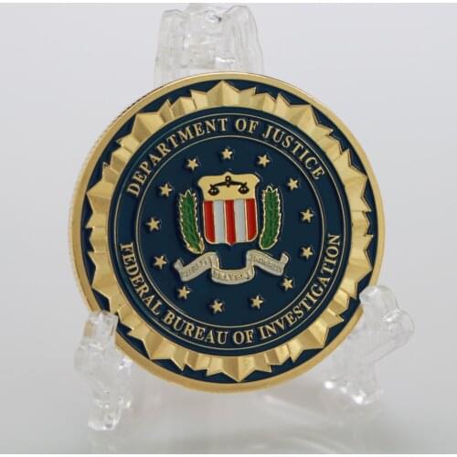 Novelty Colorful Pure 24K Gold Plated Coin of U.S. Department Of Justice American Metal Challenge Coin For Gift
