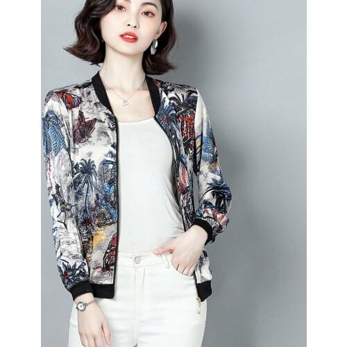 2021 New Summer Fashion Womens Basic Jackets Retro Floral Coat Female Long Sleeve Thin Outwear Clothes Short Bomber Jacket Tops