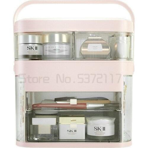 Makeup Organizer With Mirror LED light Large Capacity Jewelry Rack Cosmetic Organizer Skincare Lipstick Cosmetic Storage Box