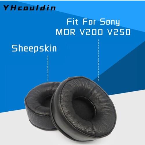 Sheepskin Earpads for Sony MDR V200 V250 Headphone Accessaries Replacemnt Ear Cushions Pads Genuine Real Leather Memory Foam