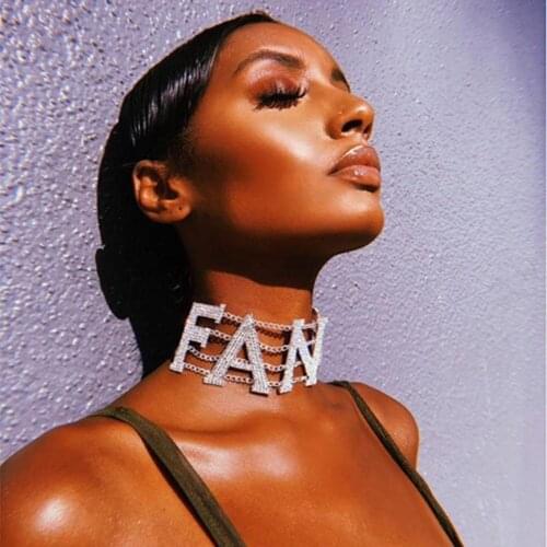 Fashion exaggeration Rhinestone letter necklace women sexy Crystal Necklace nightclub Party Jewelry Gift