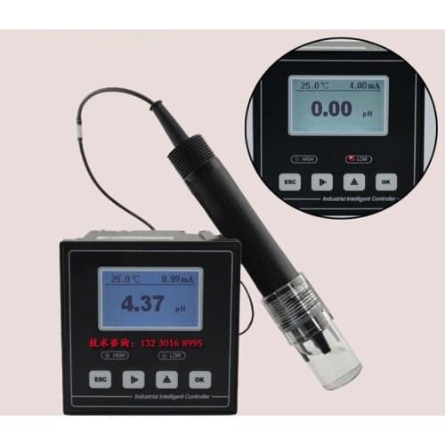 Industrial pH meter online pH Tester transmitter PH Controller Detector Monitor Analyzer with Electrode probe Sensor 5M 0-20mA