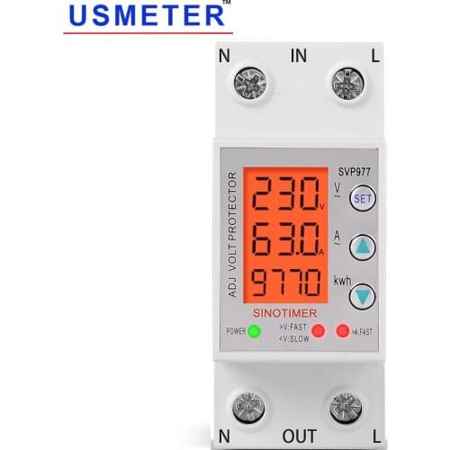 LCD 230V 63A Adjustable Voltage and Current Protector Home Usage Digital Voltage Protection Relay with Over Voltage Protection