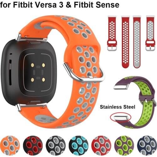 Sport Band for Fitbit Sense/Versa 3 Straps Soft Silicone Watch Strap Replacement Wristband Sense/Versa 3 Smart Watch Accessories