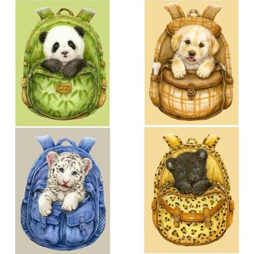 Diy 5d Full Diamond Embroidery Animal Square Round Diamond Painting Backpack Dog Cat Mosaic Furniture Decoration Hobby Gift
