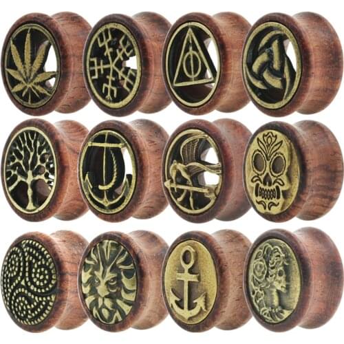 2Pcs/Lot Natural Wood Ear Plugs Piercing Earring Men Women Expander Gauges Plug Flesh Tunnel Body Piercings Jewelry 8-20mm