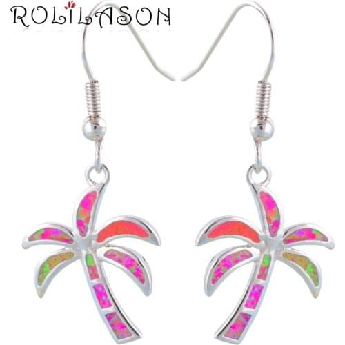 Stamped silver earring for women Purple tree Purple Fire Opal Silver Stamped Drop Earrings Fashion Jewelry OE383