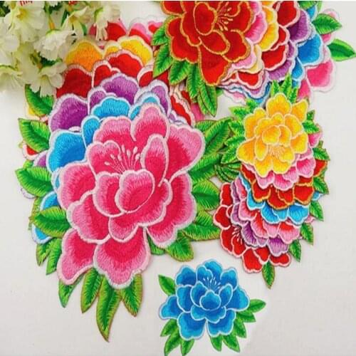 Iron On Flower Patches 3D Embroidered Rose Appliques 5 Pcs/Lot Sewing Apparel Trims Women Dance Dress Diy Materials