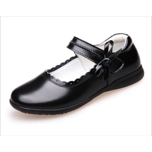 Autumn Children Girls Shoes Glitter Princess Childrens leather shoes black Dance Weddings Kids Fashion Butterfly Cowhide