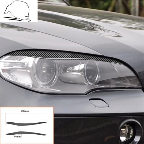 For BMW X5 E70 2010-2012 Carbon Front Headlight Eyebrows Eye Lids Protection Cover Headlamp Refit Sticker Car Accessories
