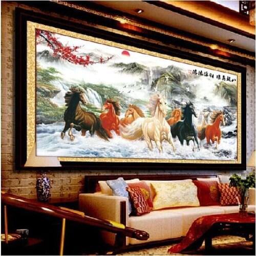 Embroidery Package High Quality Luxurious Cross Stitch Kits Horse Large Size: 150CMX75CM DIY Embroidery Kit Free Shipping